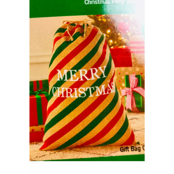 Christmas Party New Stripped Drawstring Holiday Gift Bag - Picture 1 of 3